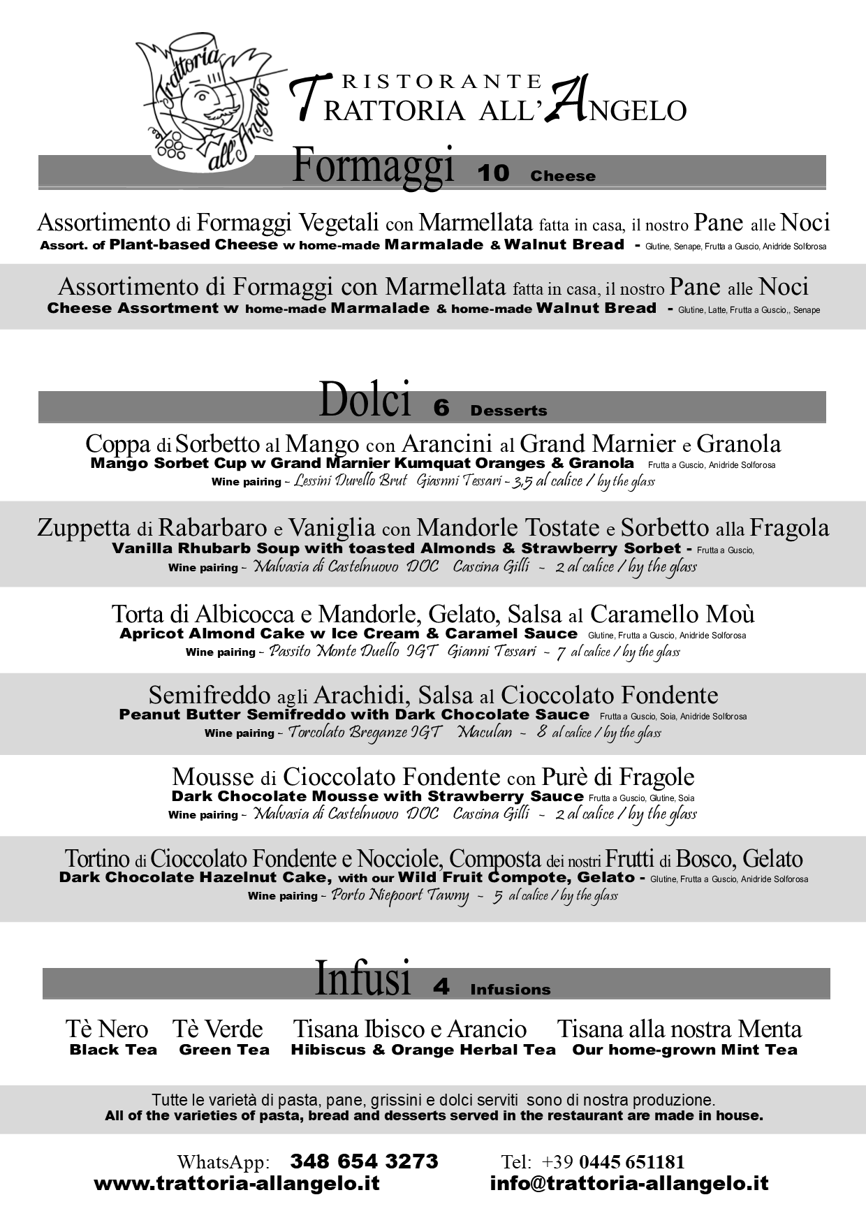 menù di dolce
