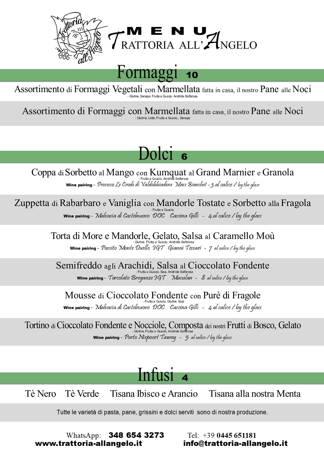 menù di dolce