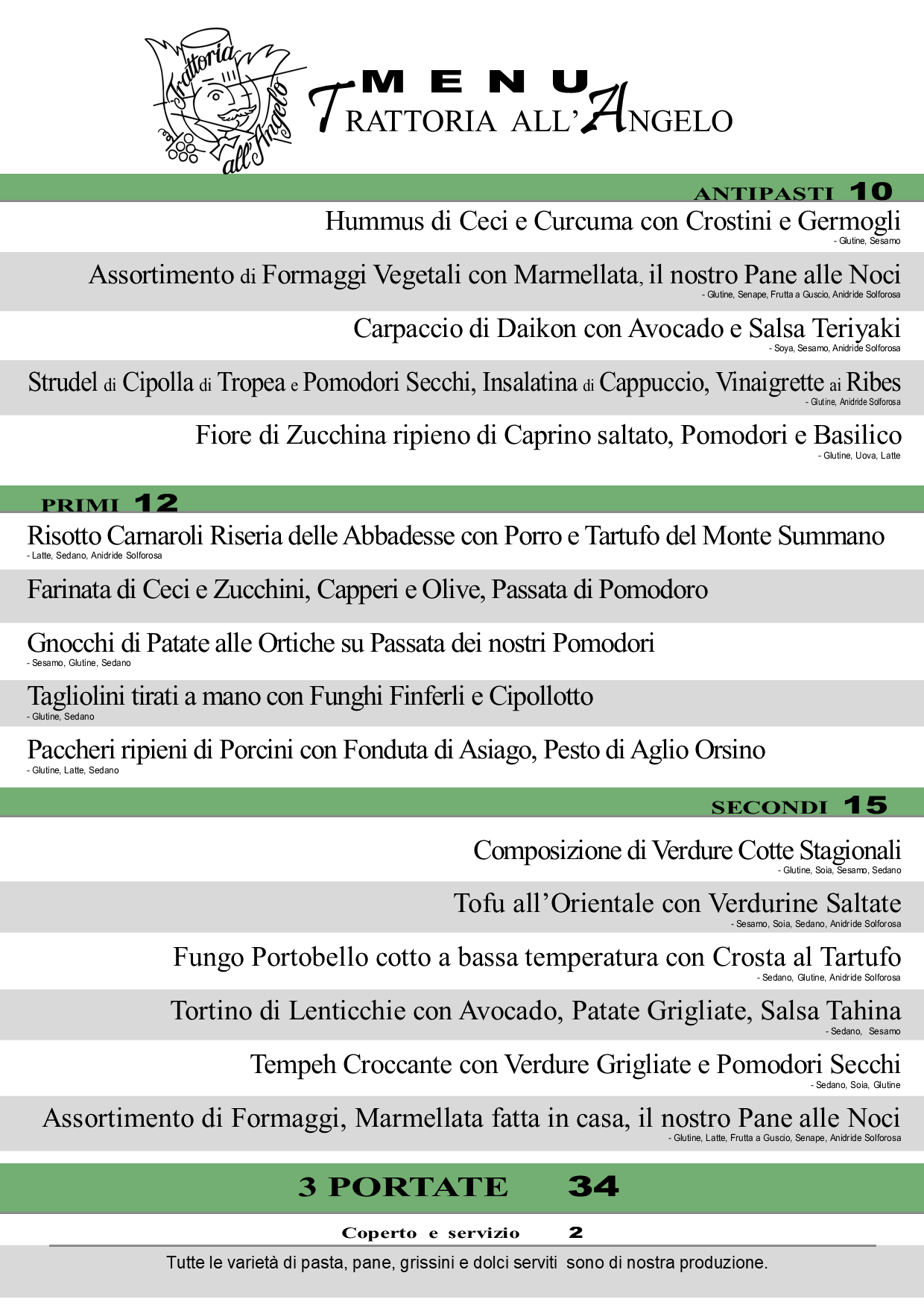 menù alla carta