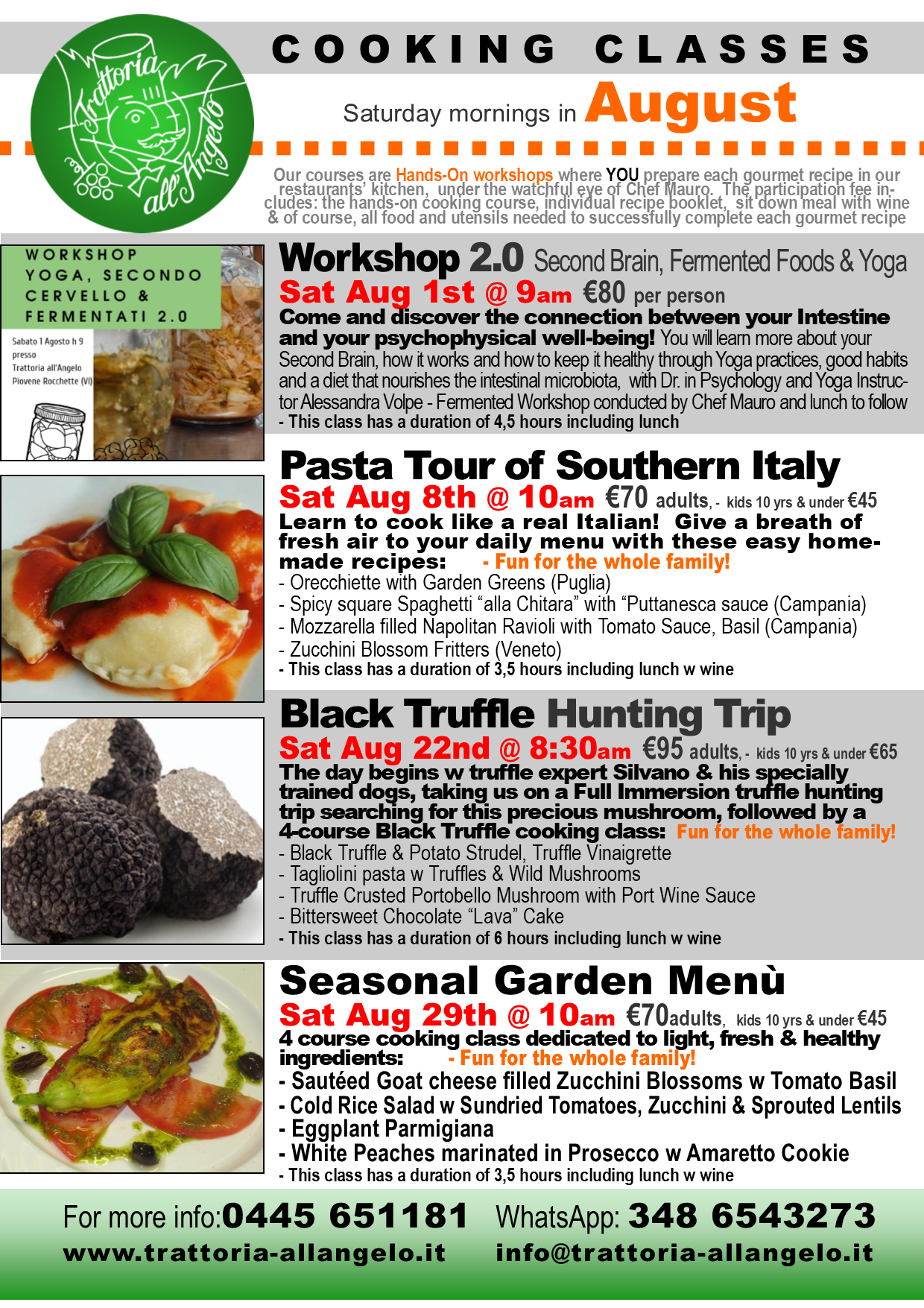 August Cooking Classes