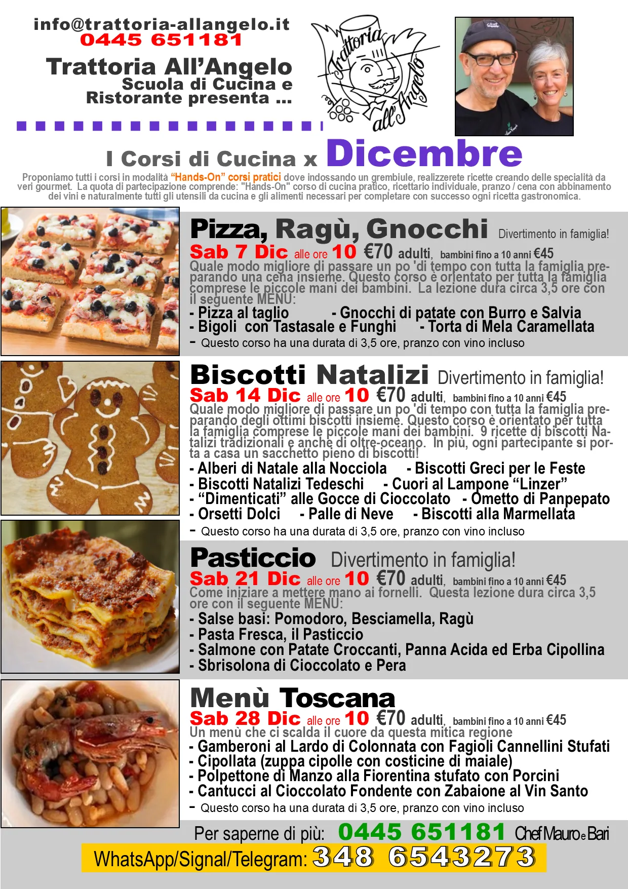 corsi di cucina mese di dicembre