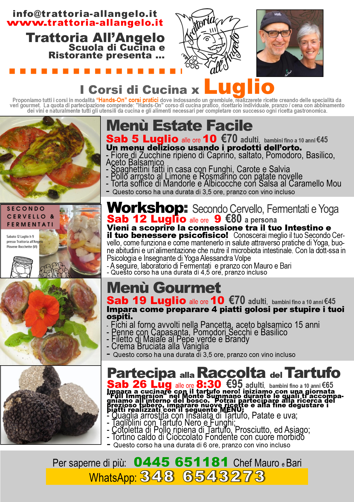Corsi di cucina Luglio 2025