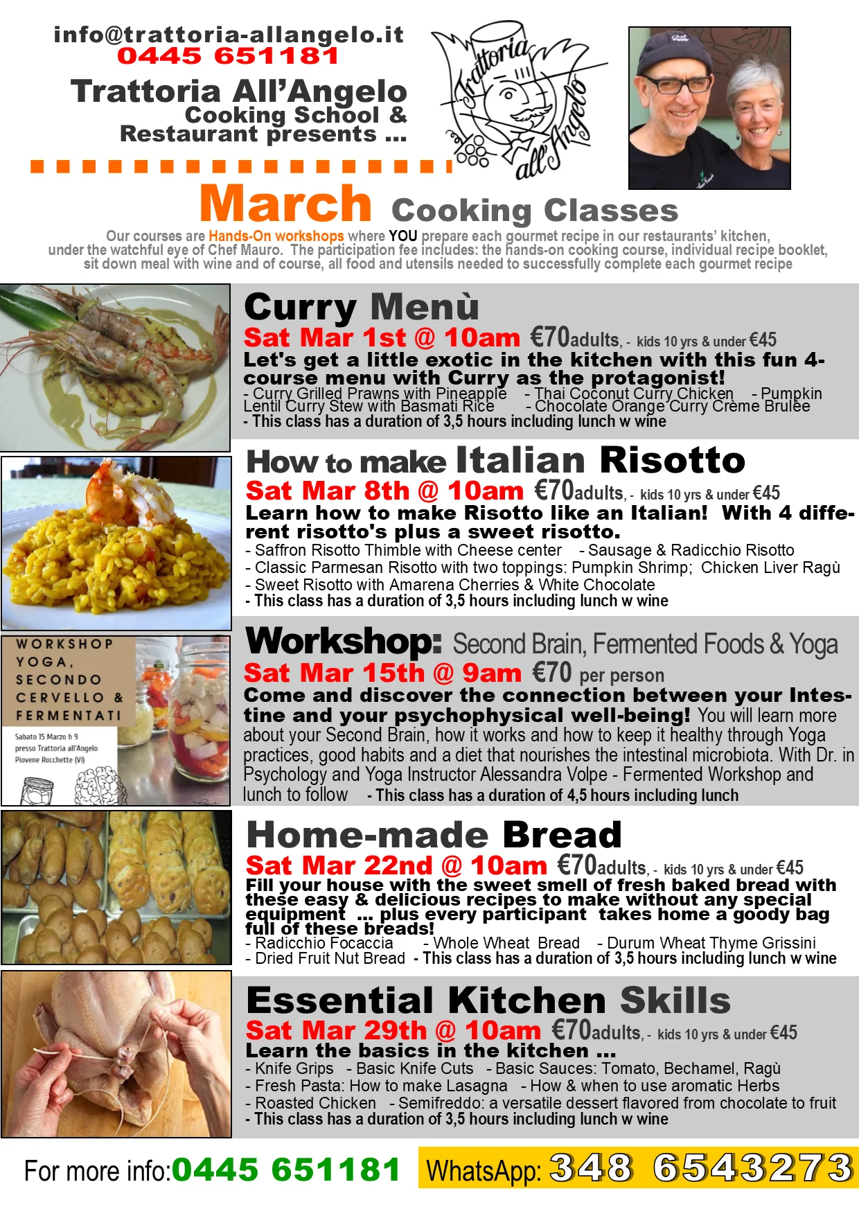 March cooking classes