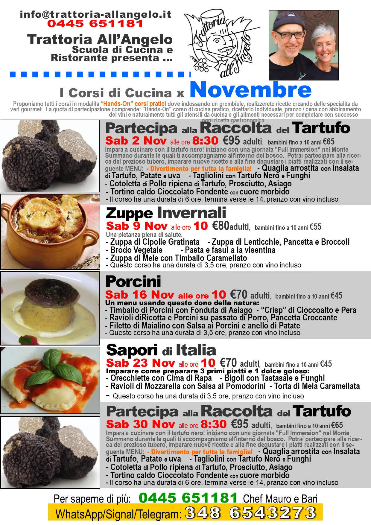 corsi di cucina mese di novembre