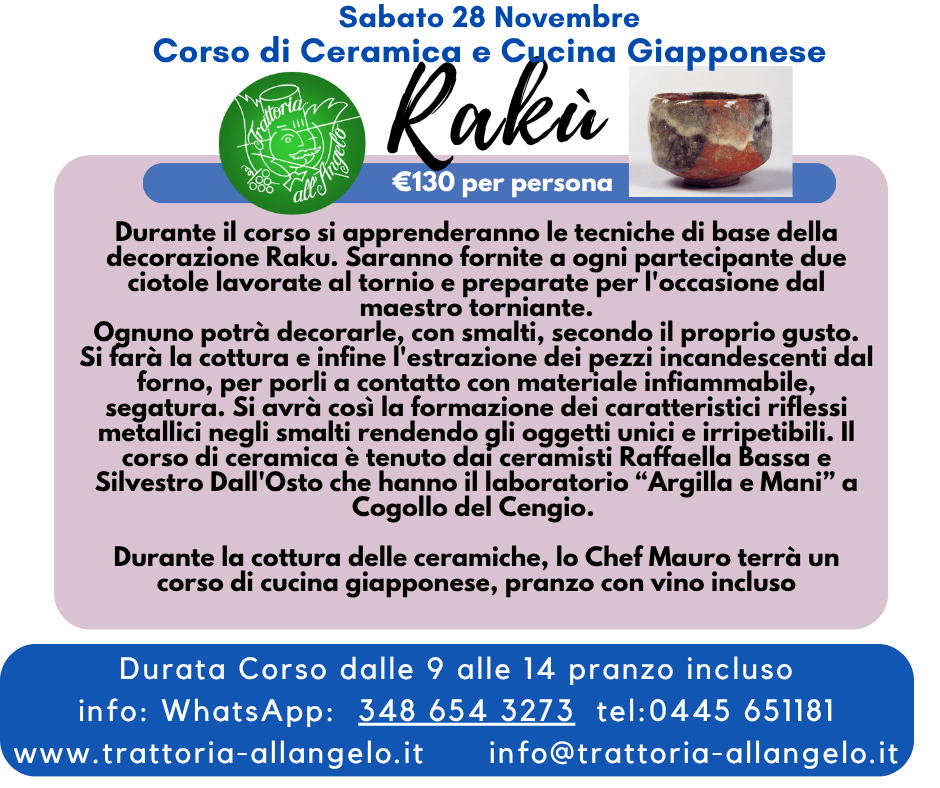 Corso di Ceramica Rakù e Cucina Giapponese